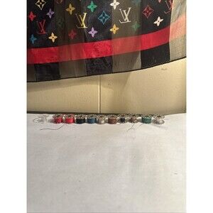 Vintage Sewing Machine Bobbins - 7 Metal Bobbins with 10 Holes/colors